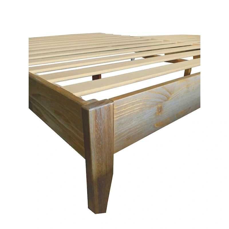 Telaio letto a piattaforma a grandezza naturale in pino massiccio naturale rustico / bianco senza testiera per 1 persona