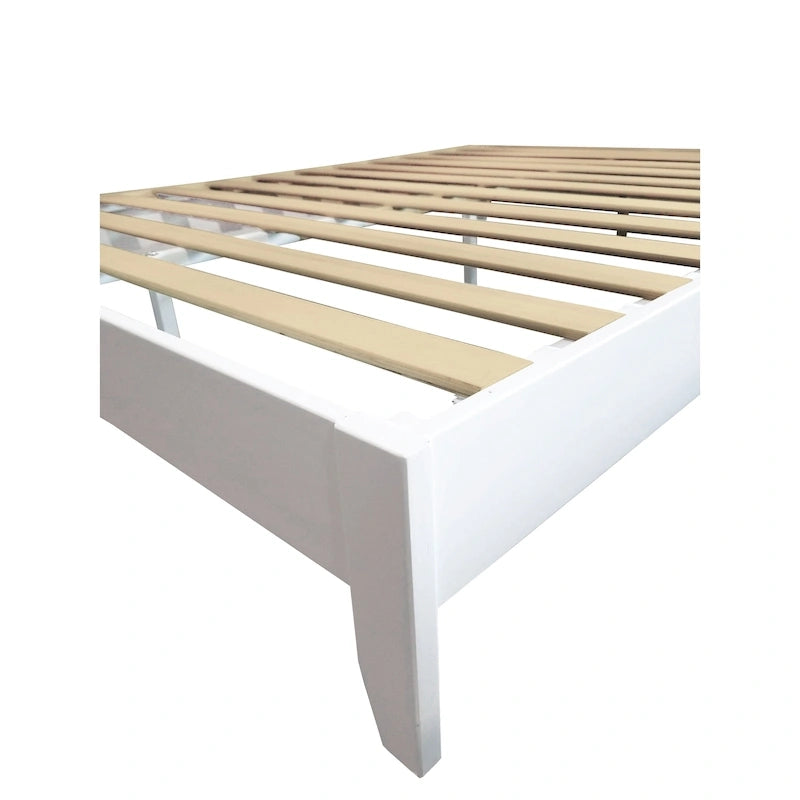 Telaio letto a piattaforma a grandezza naturale in pino massiccio naturale rustico / bianco senza testiera per 1 persona