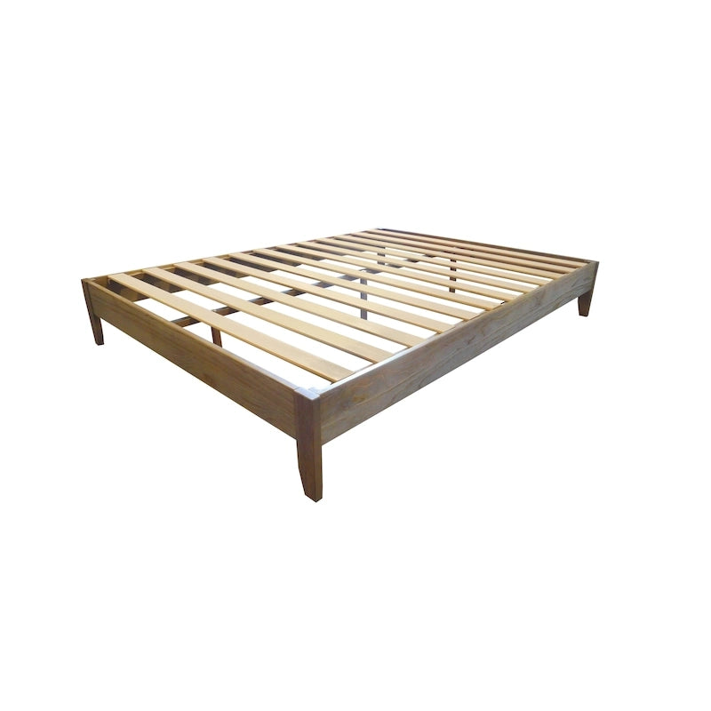 Telaio letto a piattaforma a grandezza naturale in pino massiccio naturale rustico / bianco senza testiera per 1 persona