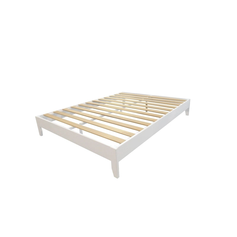 Telaio letto a piattaforma a grandezza naturale in pino massiccio naturale rustico / bianco senza testiera per 1 persona