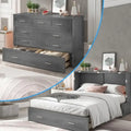 Letto a scomparsa Queen in legno grigio scuro / ciliegio / bianco con materasso, cassetto e stazione di ricarica, per 1 persona