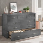 Letto a scomparsa Queen in legno grigio scuro / ciliegio / bianco con materasso, cassetto e stazione di ricarica, per 1 persona