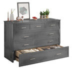 Letto a scomparsa Queen in legno grigio scuro / ciliegio / bianco con materasso, cassetto e stazione di ricarica, per 1 persona