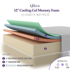 Materasso in memory foam con gel rinfrescante a 3 strati, 12 pollici, bianco, per 1-2 persone
