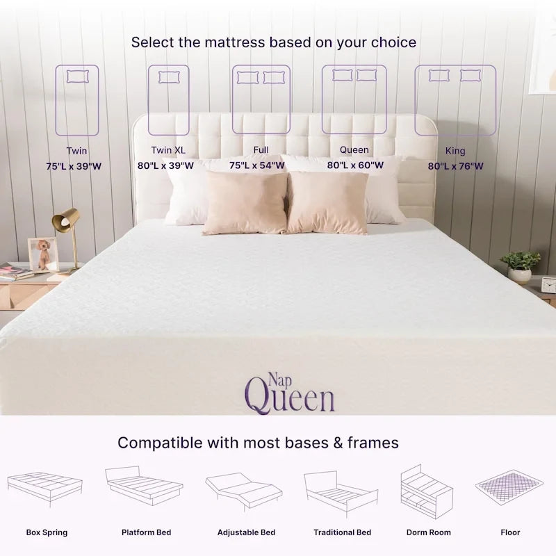 Materasso in memory foam con gel rinfrescante a 3 strati, 12 pollici, bianco, per 1-2 persone