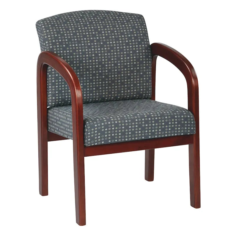 Sedia per visitatori monoposto con telaio in legno rivestita in tessuto Indigo/Cocoa/Ash/Luna