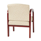 Sedia per visitatori monoposto con telaio in legno rivestita in tessuto Indigo/Cocoa/Ash/Luna
