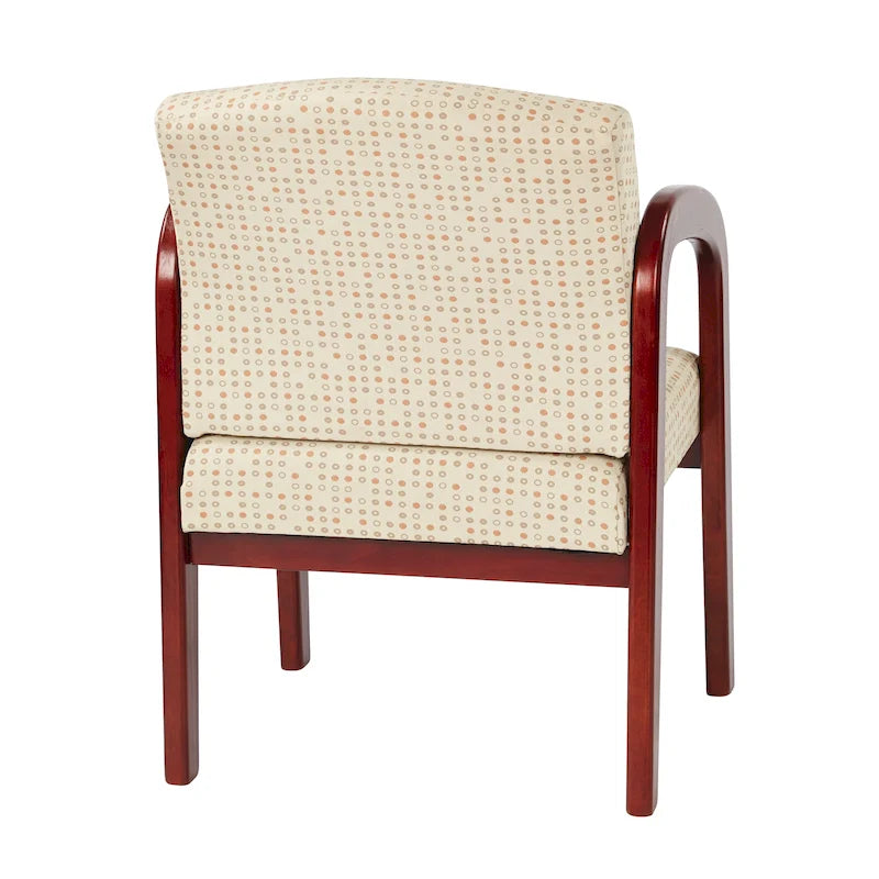 Sedia per visitatori monoposto con telaio in legno rivestita in tessuto Indigo/Cocoa/Ash/Luna