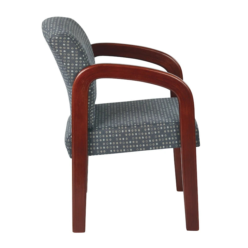 Sedia per visitatori monoposto con telaio in legno rivestita in tessuto Indigo/Cocoa/Ash/Luna