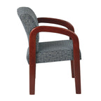 Sedia per visitatori monoposto con telaio in legno rivestita in tessuto Indigo/Cocoa/Ash/Luna