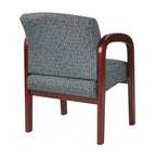 Sedia per visitatori monoposto con telaio in legno rivestita in tessuto Indigo/Cocoa/Ash/Luna