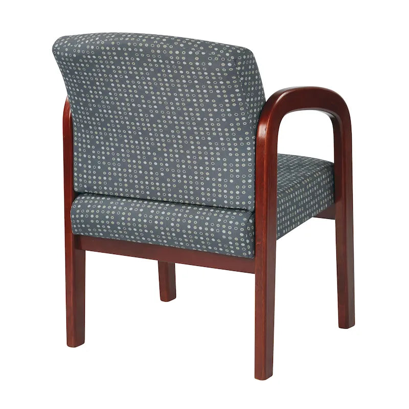 Sedia per visitatori monoposto con telaio in legno rivestita in tessuto Indigo/Cocoa/Ash/Luna