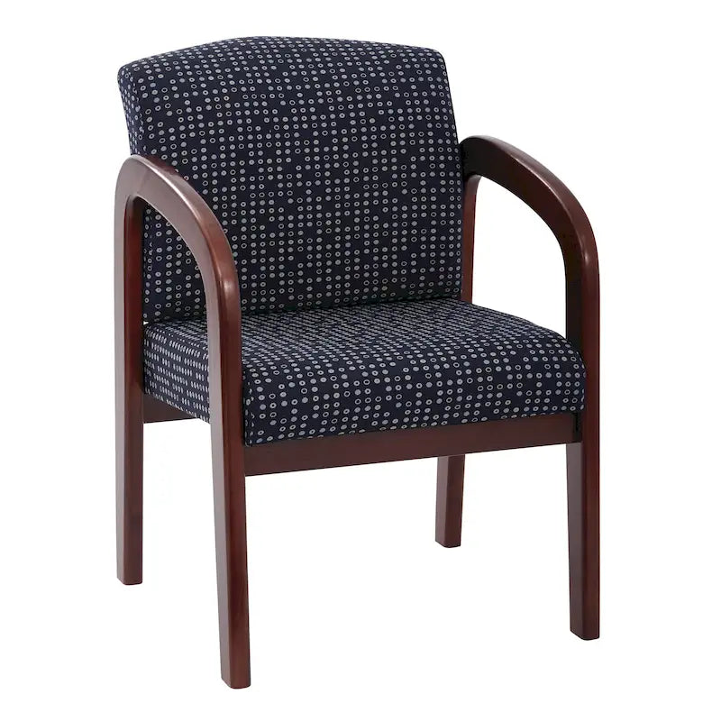 Sedia per visitatori monoposto con telaio in legno rivestita in tessuto Indigo/Cocoa/Ash/Luna