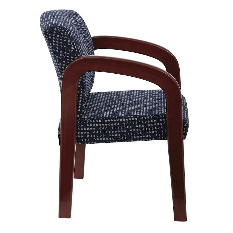 Sedia per visitatori monoposto con telaio in legno rivestita in tessuto Indigo/Cocoa/Ash/Luna