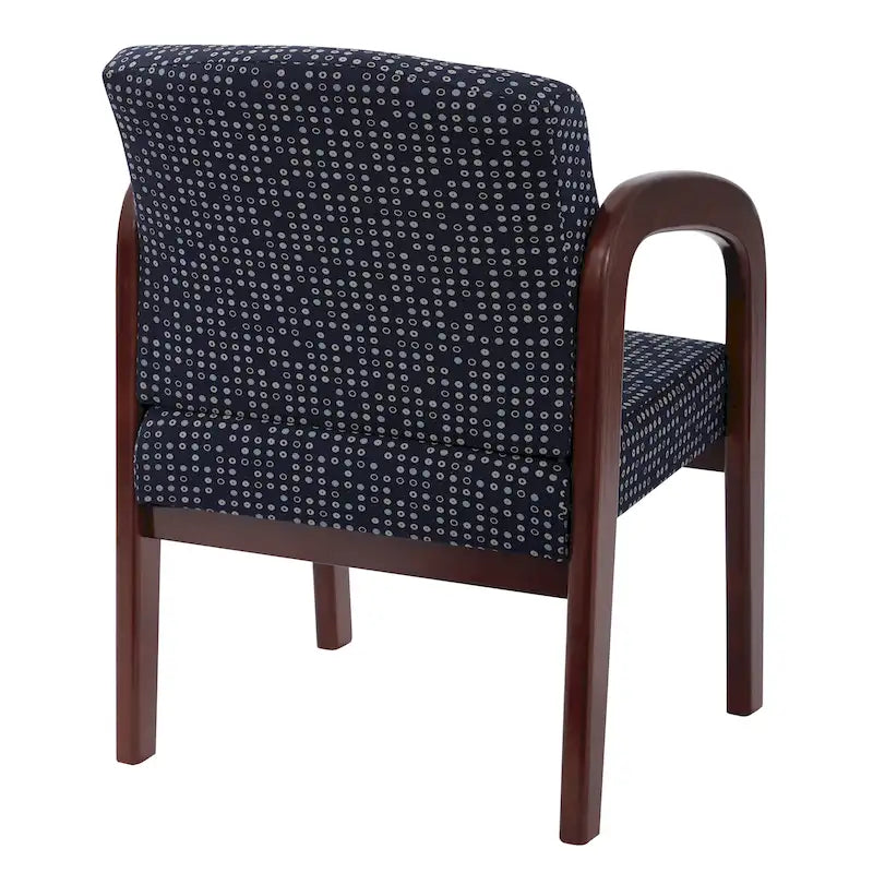 Sedia per visitatori monoposto con telaio in legno rivestita in tessuto Indigo/Cocoa/Ash/Luna