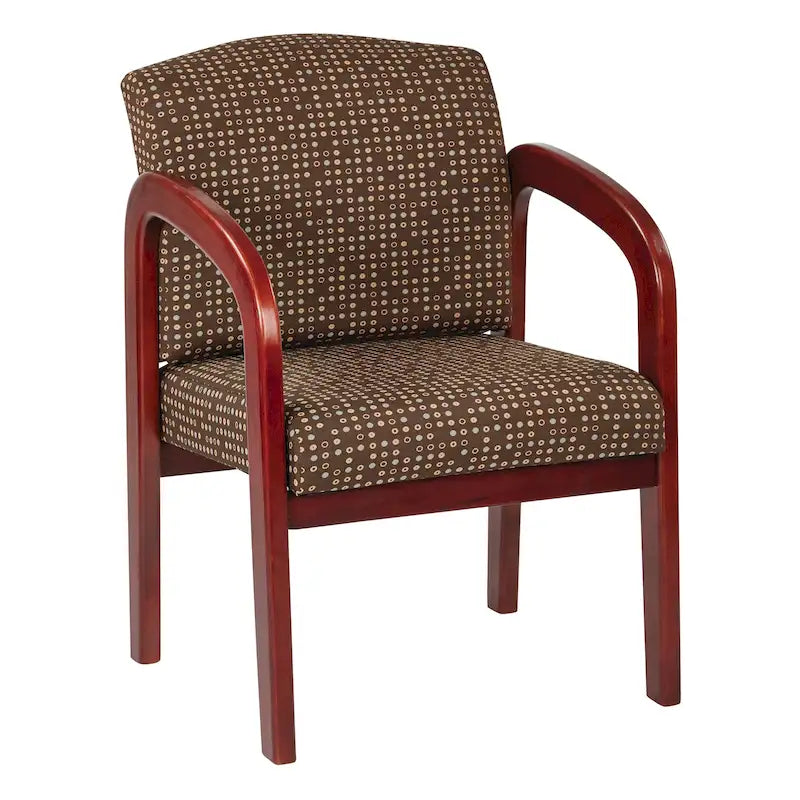 Sedia per visitatori monoposto con telaio in legno rivestita in tessuto Indigo/Cocoa/Ash/Luna