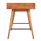 Scrivania da Scrittura Mid-Century Modern in Legno di Gomma Marrone/Noce Scuro con 3 Cassetti e Gambe Affusolate per 1 Persona