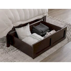 Letto a piattaforma in legno massiccio bianco/noce/grigio/espresso con cassetto ai piedi e stazione di ricarica per 1-2 persone