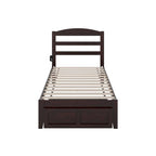 Letto a piattaforma in legno massiccio bianco/noce/grigio/espresso con cassetto ai piedi e stazione di ricarica per 1-2 persone