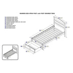 Letto a piattaforma in legno massiccio bianco/noce/grigio/espresso con cassetto ai piedi e stazione di ricarica per 1-2 persone