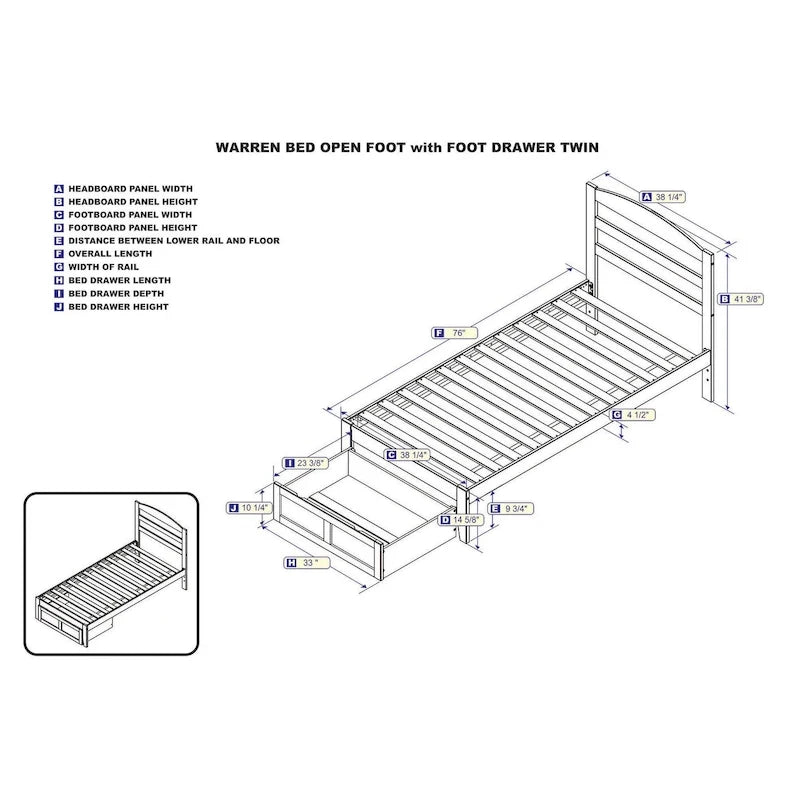 Letto a piattaforma in legno massiccio bianco/noce/grigio/espresso con cassetto ai piedi e stazione di ricarica per 1-2 persone