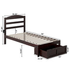 Letto a piattaforma in legno massiccio bianco/noce/grigio/espresso con cassetto ai piedi e stazione di ricarica per 1-2 persone