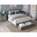 Letto a piattaforma in legno massiccio bianco/noce/grigio/espresso con cassetto ai piedi e stazione di ricarica per 1-2 persone