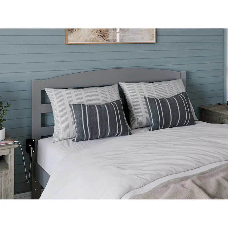 Letto a piattaforma in legno massiccio bianco/noce/grigio/espresso con cassetto ai piedi e stazione di ricarica per 1-2 persone