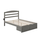 Letto a piattaforma in legno massiccio bianco/noce/grigio/espresso con cassetto ai piedi e stazione di ricarica per 1-2 persone