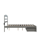 Letto a piattaforma in legno massiccio bianco/noce/grigio/espresso con cassetto ai piedi e stazione di ricarica per 1-2 persone