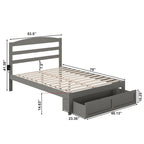 Letto a piattaforma in legno massiccio bianco/noce/grigio/espresso con cassetto ai piedi e stazione di ricarica per 1-2 persone