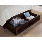 Letto a piattaforma in legno massiccio bianco/noce/grigio/espresso con cassetto ai piedi e stazione di ricarica per 1-2 persone