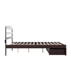 Letto a piattaforma in legno massiccio bianco/noce/grigio/espresso con cassetto ai piedi e stazione di ricarica per 1-2 persone