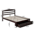 Letto a piattaforma in legno massiccio bianco/noce/grigio/espresso con cassetto ai piedi e stazione di ricarica per 1-2 persone