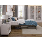 Letto a piattaforma in legno massiccio bianco/noce/grigio/espresso con cassetto ai piedi e stazione di ricarica per 1-2 persone