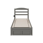 Letto a piattaforma in legno massiccio bianco/noce/grigio/espresso con cassetto ai piedi e stazione di ricarica per 1-2 persone