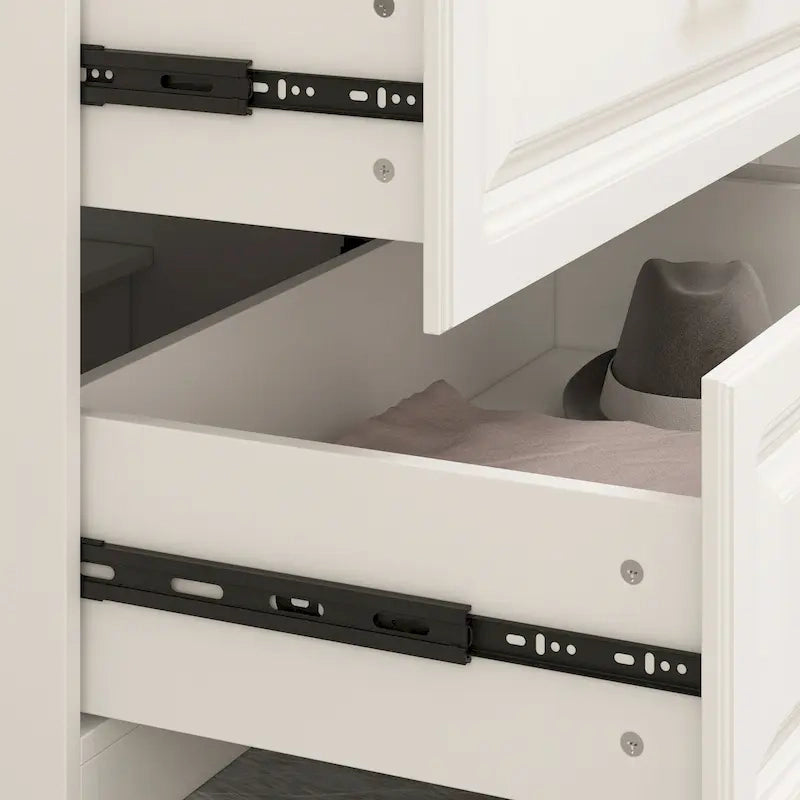 Armadio guardaroba bianco in legno composito con cassetti e asta appendiabiti, per 1 persona