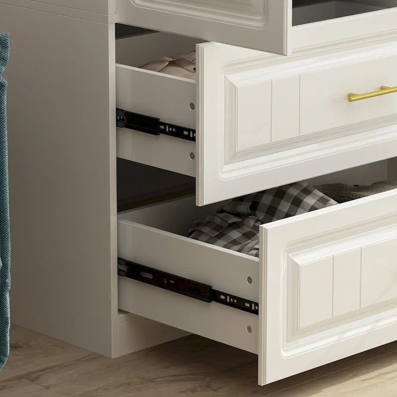Armadio guardaroba bianco in legno composito con cassetti e asta appendiabiti, per 1 persona