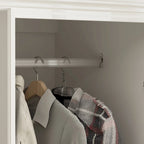 Armadio guardaroba bianco in legno composito con cassetti e asta appendiabiti, per 1 persona