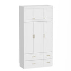 Armadio guardaroba bianco in legno composito con cassetti e asta appendiabiti, per 1 persona
