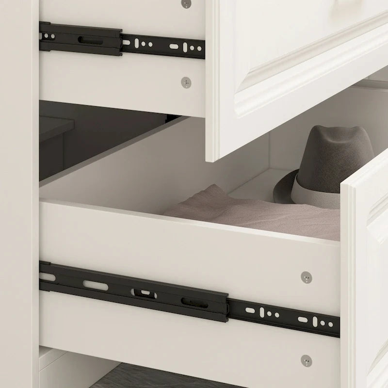 Armadio guardaroba bianco in legno composito con cassetti e asta appendiabiti, per 1 persona