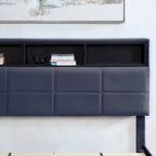 Letto a piattaforma imbottito grigio con contenitore e porte USB, per 1-2 persone
