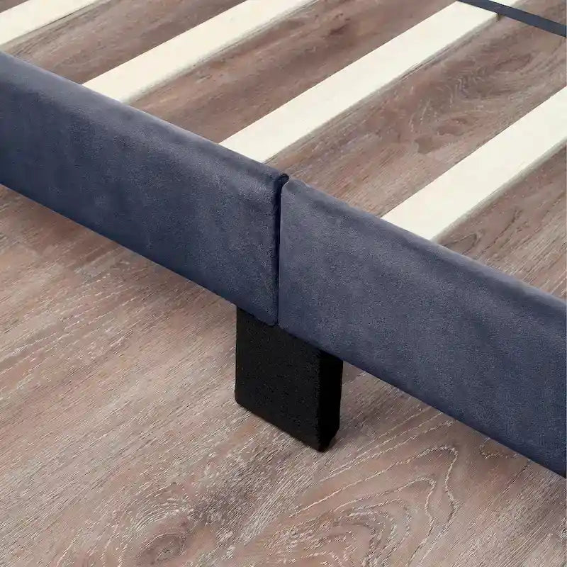 Letto a piattaforma imbottito grigio con contenitore e porte USB, per 1-2 persone