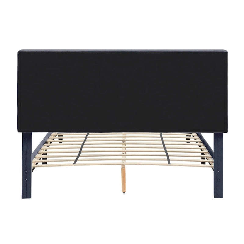 Letto a piattaforma imbottito grigio con contenitore e porte USB, per 1-2 persone