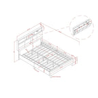Letto a piattaforma imbottito grigio con contenitore e porte USB, per 1-2 persone