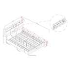 Letto a piattaforma imbottito grigio con contenitore e porte USB, per 1-2 persone