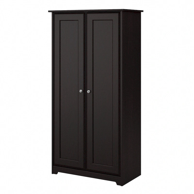 Armadietto alto a 2 ante in MDF, con ripiani regolabili, colore Rovere Espresso / Rovere Bianco Lino / Grigio Moderno / Pino Recuperato, per 1 persona
