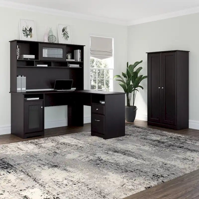 Armadietto alto a 2 ante in MDF, con ripiani regolabili, colore Rovere Espresso / Rovere Bianco Lino / Grigio Moderno / Pino Recuperato, per 1 persona