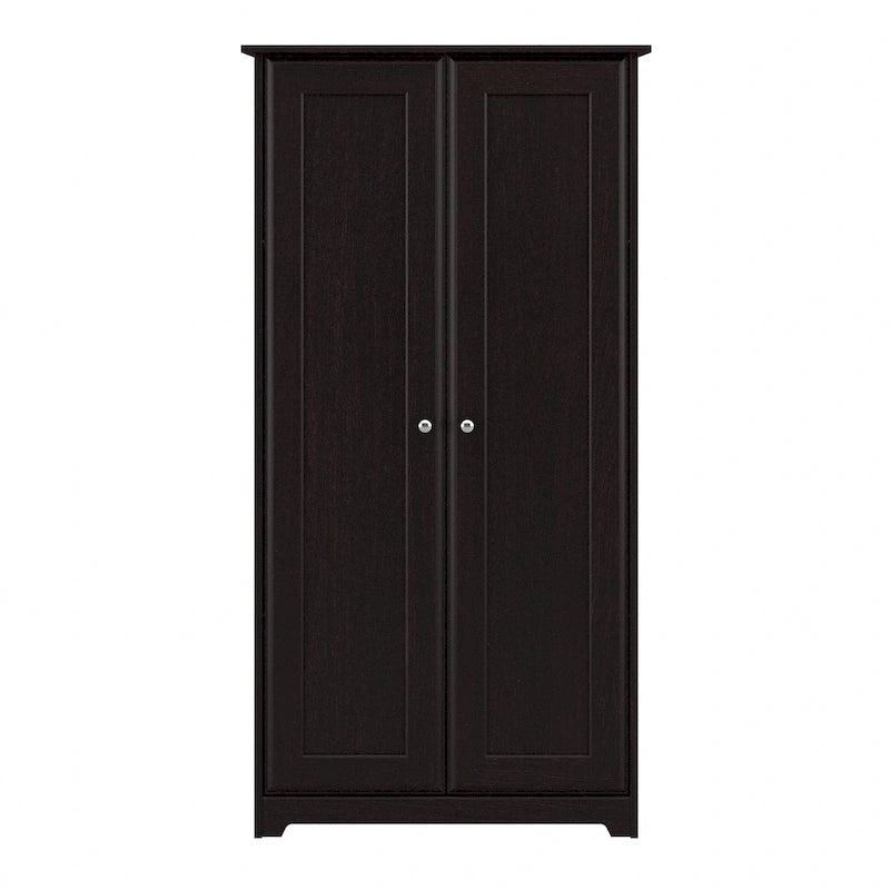 Armadietto alto a 2 ante in MDF, con ripiani regolabili, colore Rovere Espresso / Rovere Bianco Lino / Grigio Moderno / Pino Recuperato, per 1 persona