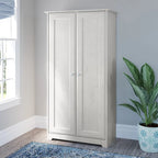 Armadietto alto a 2 ante in MDF, con ripiani regolabili, colore Rovere Espresso / Rovere Bianco Lino / Grigio Moderno / Pino Recuperato, per 1 persona